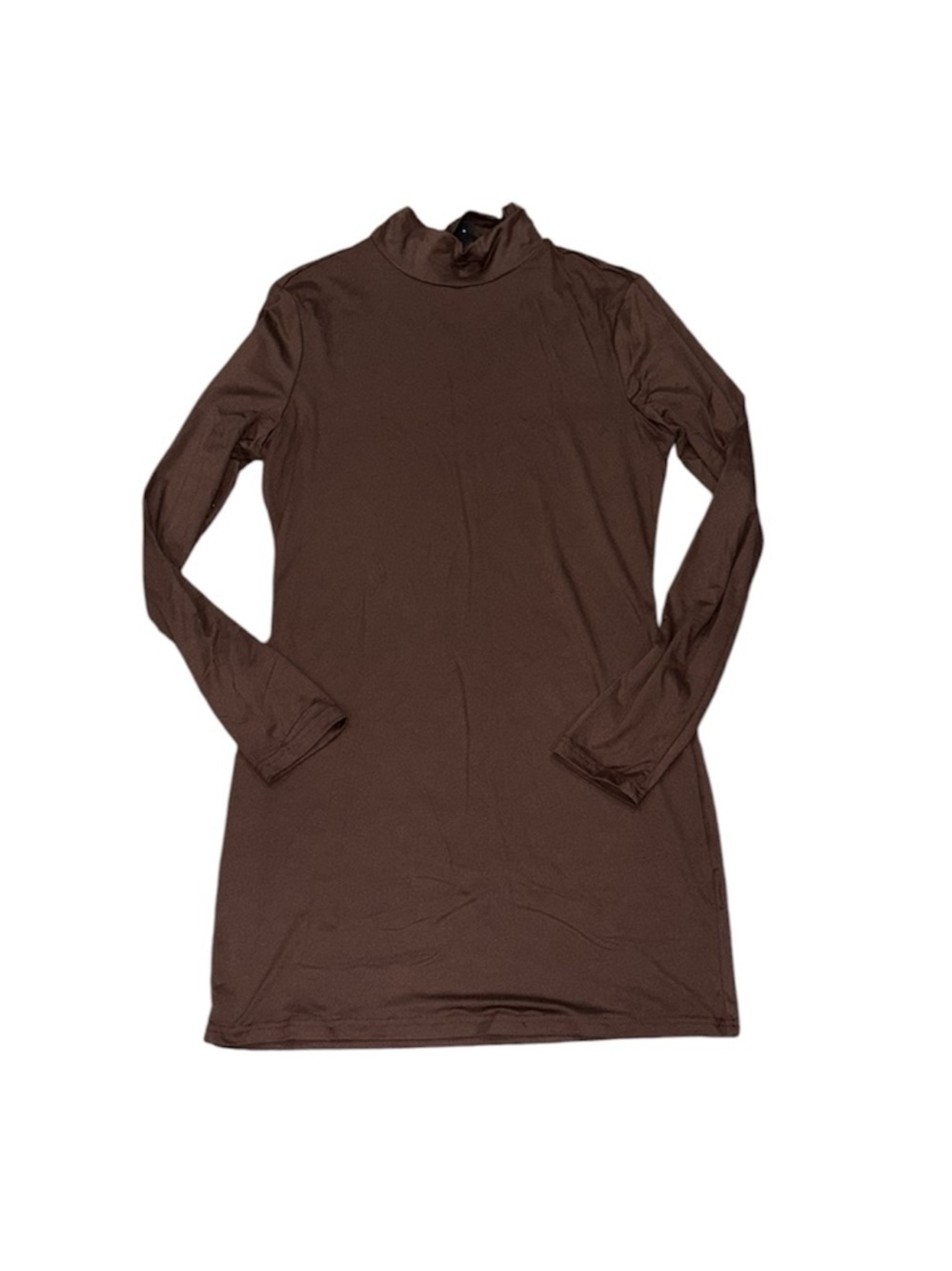 367. Shein Women’s Brown Long Sleeve Mock Neck Dress Size L